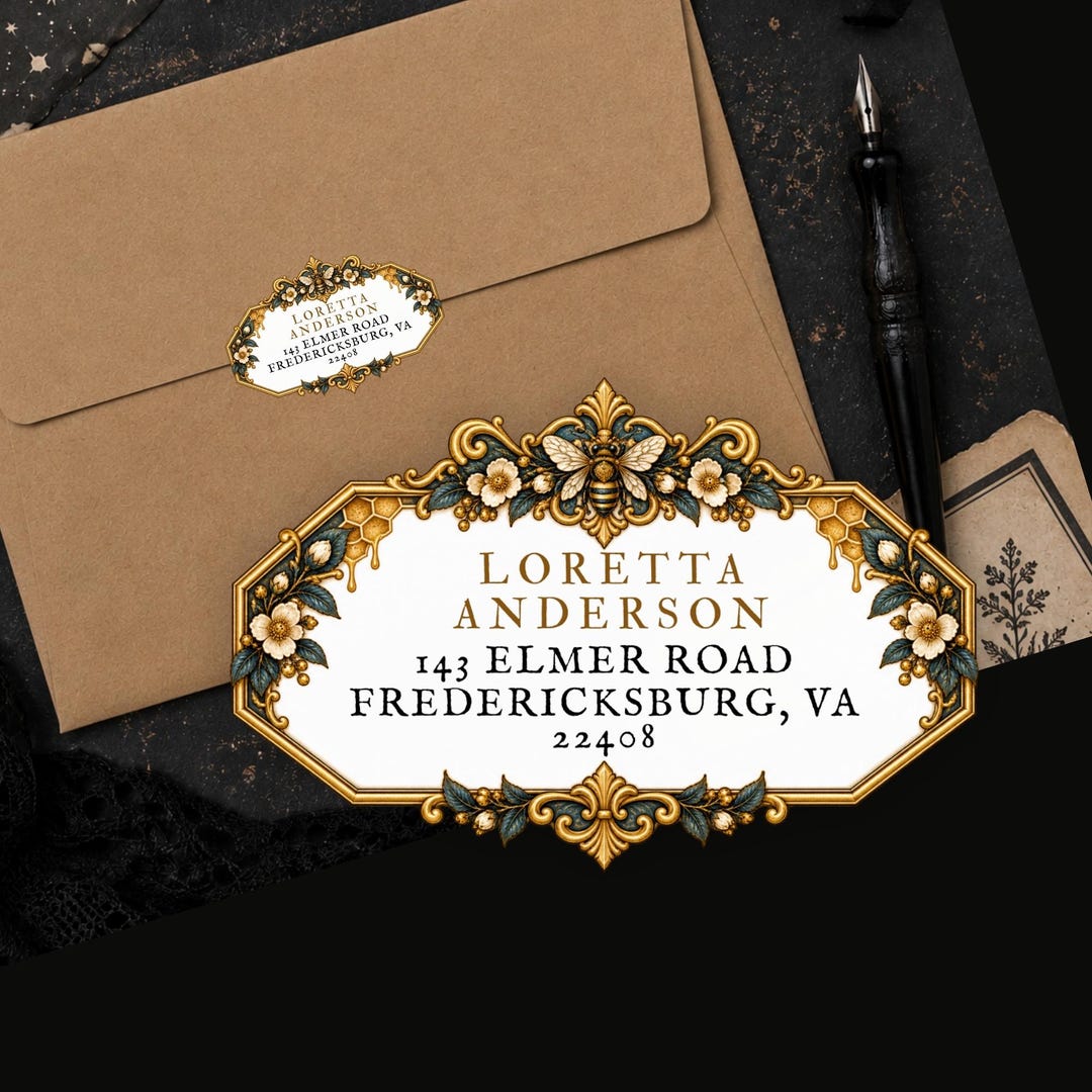 Labelling A Problem Personalized Vintage Victorian Bee Shaped Return Address Labels Custom ...