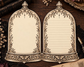 Victorian Bell Jar Shaped Stationery Vintage Botanical Letter Writing Paper Lined or Unlined