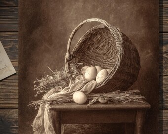 Macabre Vintage Victorian Easter Still Life Card Broken Eggs Gothic Antique Style Blank Inside