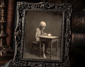 Vintage Victorian Goblin Painting Easter Egg Gothic Wall Print Antique Style Art