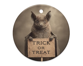 Vintage Victorian Gothic Trick or Treat Bat Halloween Ornament