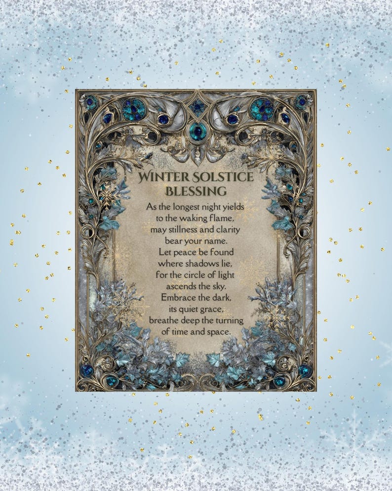 Winter Solstice Blessing Pagan Poem Print Wiccan Prayer Wall Art Yule Winter Solstice Blessing Pagan Poem Print Wiccan Prayer Wall Art Yule