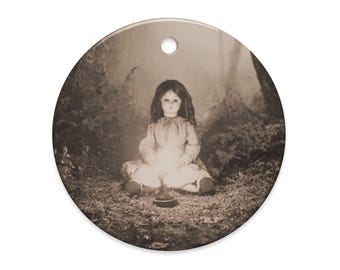 Vintage Victorian Haunted Doll Candlelight Halloween Ornament