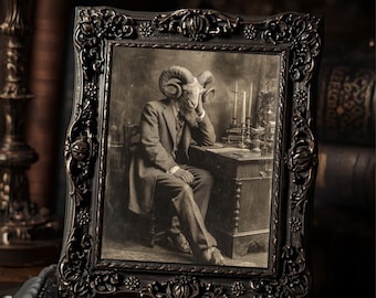 Devil Gentleman Gothic Surreal Art Print  Vintage Style Dark Victorian Portrait Wall Decor