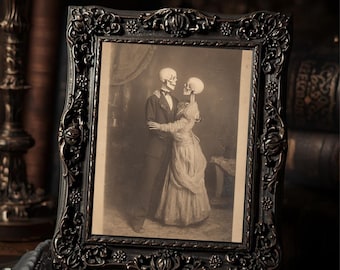 Skeleton Couple Portrait Gothic Romantic Art Print  Vintage Style Macabre Love Spooky Victorian Wall Decor