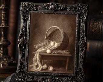 Macabre Vintage Victorian Easter Still Life With Broken Eggs Gothic Antique Style Wall Print