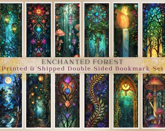Enchanted Forest Bookmark Set Dreamlike Colorful Fantasy Maximalist Art Choose 4, 8, or 12 Printed