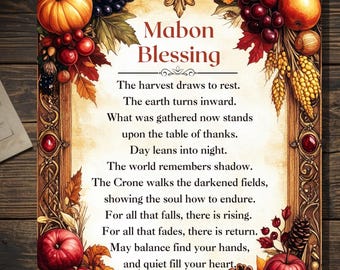 Mabon Blessing Pagan Harvest Greeting Card Autumn Equinox Wiccan Seasonal Blank Card