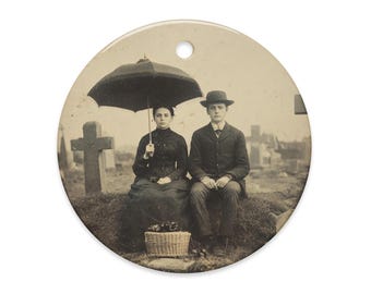 Victorian Mourning Couple Cemetery Ornament Gothic Christmas Decor Vintage Graveyard Decoration