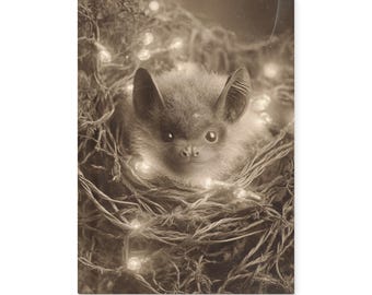 Vintage Gothic Bat Journal Holiday Lights Christmas Winter Animal Notebook