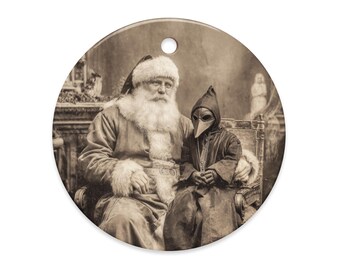 Vintage Victorian Gothic Santa Plague Doctor Child Christmas Ornament