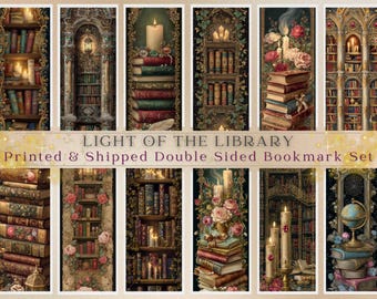 Victorian Library Bookmark Set Gothic Bookshelves Ornate Reading Art Double Sided Choose 4, 8, or 12 Printed