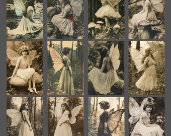 Victorian Fairy Notecard Set of 12 Woodland Fae Stationery Vintage Botanical Blank Note Cards