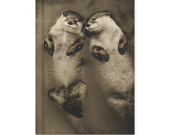 Vintage Victorian Otter Pair Gothic Animal Hardcover Notebook Journal
