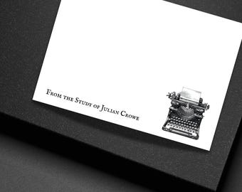 Personalized Vintage Typewriter Note Cards Gothic Victorian Stationery Set Custom Flat Cards with Envelopes
