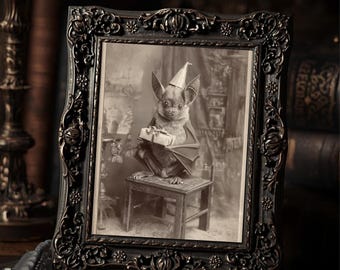 Vintage Victorian Birthday Bat Antique Style Photo Gothic Art Print