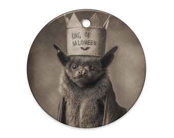 Vintage Victorian Gothic King of Halloween Bat Ornament