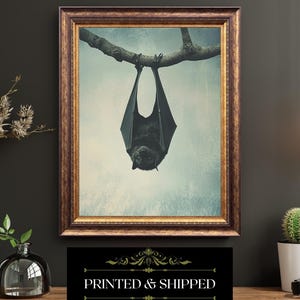 Gothic Hanging Bat Halloween Animal Decor Gothic Home Wall Art Print
