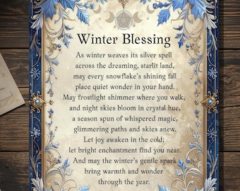 Winter Blessing Pagan Yule Card Solstice Greeting Witchcraft Poetry Holiday Witchy Winter Magic Blank Inside