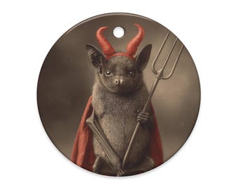 Vintage Victorian Devil Bat Halloween Gothic Ornament