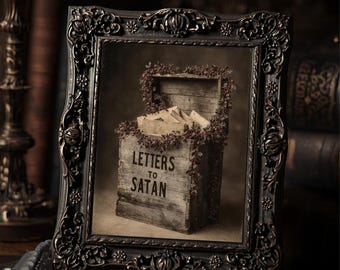 Letters to Satan Gothic Christmas Wall Print Dark Holiday Humor Vintage Yuletide Art