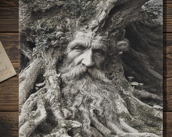 Green Man Tree Spirit Greeting Card Woodland Mythology Nature Gothic Blank Card