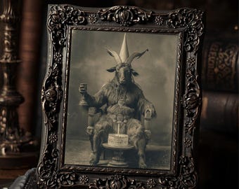 Vintage Gothic Baphomet Birthday Art Print Victorian Style Photo