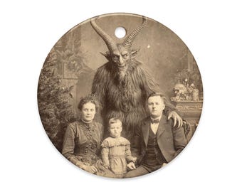 Victorian Krampus Family Gothic Christmas Ornament Creepy Holiday Portrait Decor