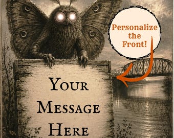 Personalized Vintage Victorian Gothic Mothman Card Custom Message Cryptid Greeting Weird Gift