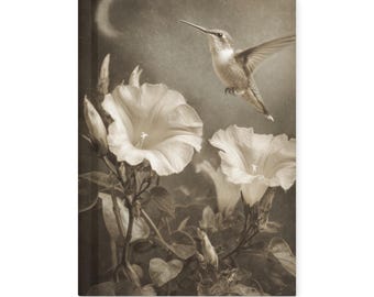 Victorian Hummingbird Hardcover Journal Antique Bird Moon Writing Notebook Nature Journal