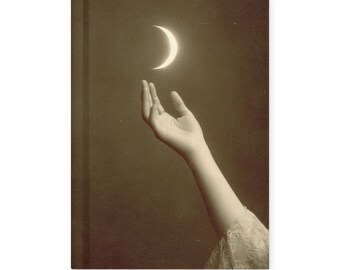 Vintage Victorian Gothic Crescent Moon Hand Celestial Notebook