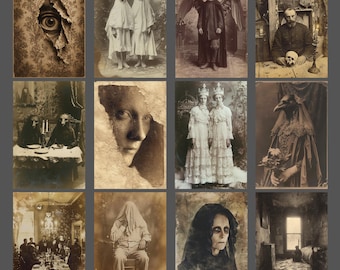 Victorian Oddities Notecard Set of 12 Gothic Weird Stationery Antique Creepy Blank Note Cards