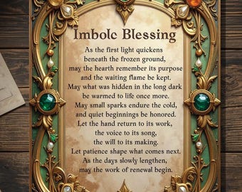 Imbolc Blessing Pagan Greeting Card Wiccan Prayer Brigid Inspired Hearth Renewal Card Blank Inside