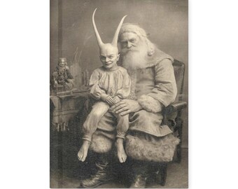 Vintage Victorian Gothic Santa Horned Demon Child Christmas Notebook