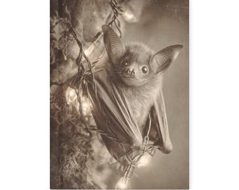 Vintage Gothic Bat Journal Cute Hanging Bat Christmas Lights Notebook