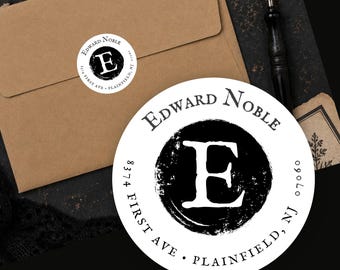 Personalized Monogram Round Return Address Labels Custom Initial Stickers
