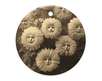 Victorian Flower Faces Ornament Surreal Botanical Vintage Decor