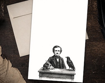 Edgar Allan Poe Stationery Set 5.5 x 8.5 Gothic Raven Letter Writing Paper Victorian Notes with Envelopes