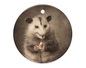 Vintage Opossum Candy Corn Ornament Spooky Cute Halloween Decor