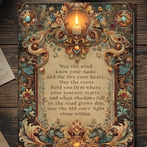 Blessing Card Pagan Protection Spell Wiccan Encouragement Gothic Ancestral 5x7 Spiritual Greeting
