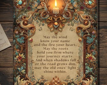 Blessing Card Pagan Protection Spell Wiccan Encouragement Gothic Ancestral 5x7 Spiritual Greeting