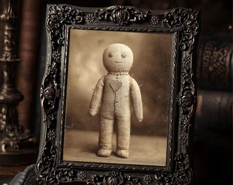 Voodoo Doll Heart Portrait Print Gothic Valentine Wall Art Creepy Dark Romance Decor