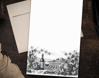Wine Vineyard Stationery Set 5.5 x 8.5 Letter Writing Paper Notes with Envelopes