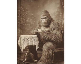 Vintage Gothic Bigfoot Drinking Tea Journal Cryptid Notebook
