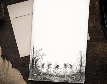 Fairy Circle Writing Paper Set 5.5 x 8.5 Gothic Forest Stationery Dark Academia Letter Kit Woodland Illustration