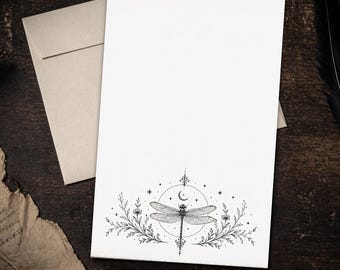 Dragonfly Stationery Set 5.5 x 8.5 Letter Writing Paper Botanical Nature Notes with Envelopes