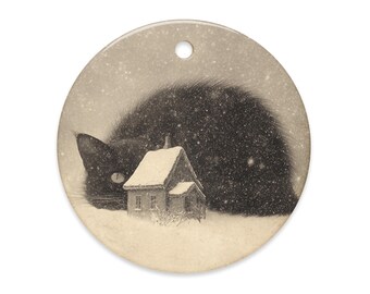 Icelandic Yule Cat Gothic Christmas Ornament Folklore Black Cat Winter Decor