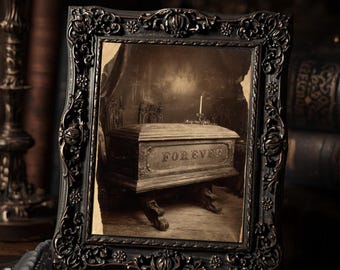 Forever Coffin Gothic Dark Valentine Antique Style Macabre Romantic Art Print  Vintage Funeral Aesthetic