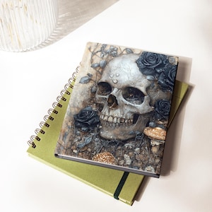 Gothic Skull Journal Black Roses Dark Academia Witchy Botanical Writing Diary