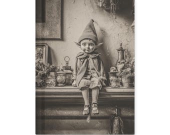 Vintage Victorian Gothic Journal Creepy Shelf Elf Christmas Antique Notebook